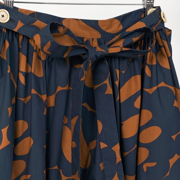 Marni Resort 2019 Navy Belou-Print Cotton Poplin Gathered Midi Skirt - Picture 8 of 12